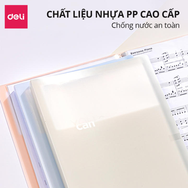 File Tài Liệu File Lá Học Sinh Deli Đa Năng A4 Kẹp Lá Tệp Đựng Tài Liệu Đựng File Siêu Âm 40 60 Trang Màu Pastel - Hình ảnh 3