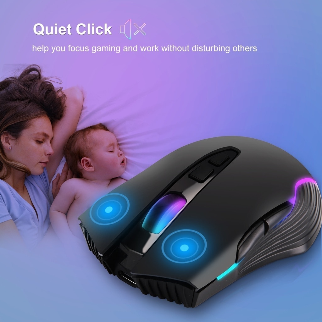 2.4G Wireless Mouse Type-C for Macbook Laptop Computer Silent Click Mice Rechargeable Wireless Mouse Plug and Play