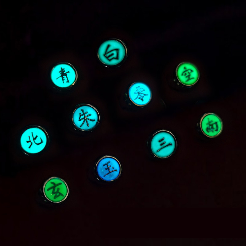 10PCS Anime Naruto Ring Set Akatsuki Uchiha Itachi Ring Luminous Ring Alloy Ring
