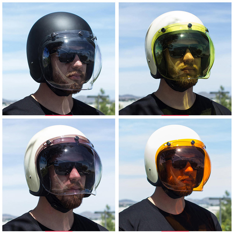 Open face helmet hot sale with bubble shield