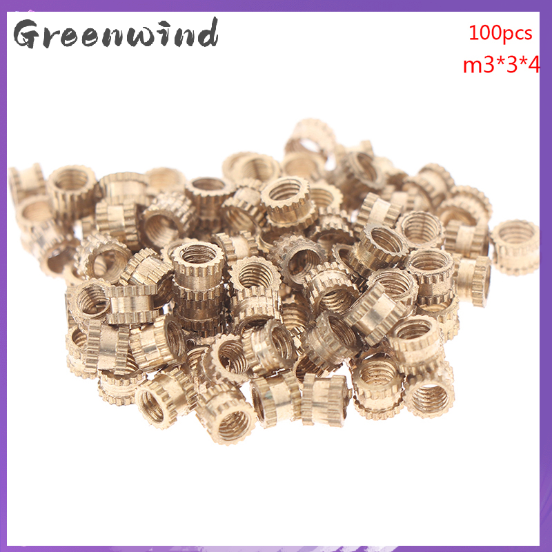 100pcs M3 nut Injection Molding Brass Knurled Thread Inserts Nuts