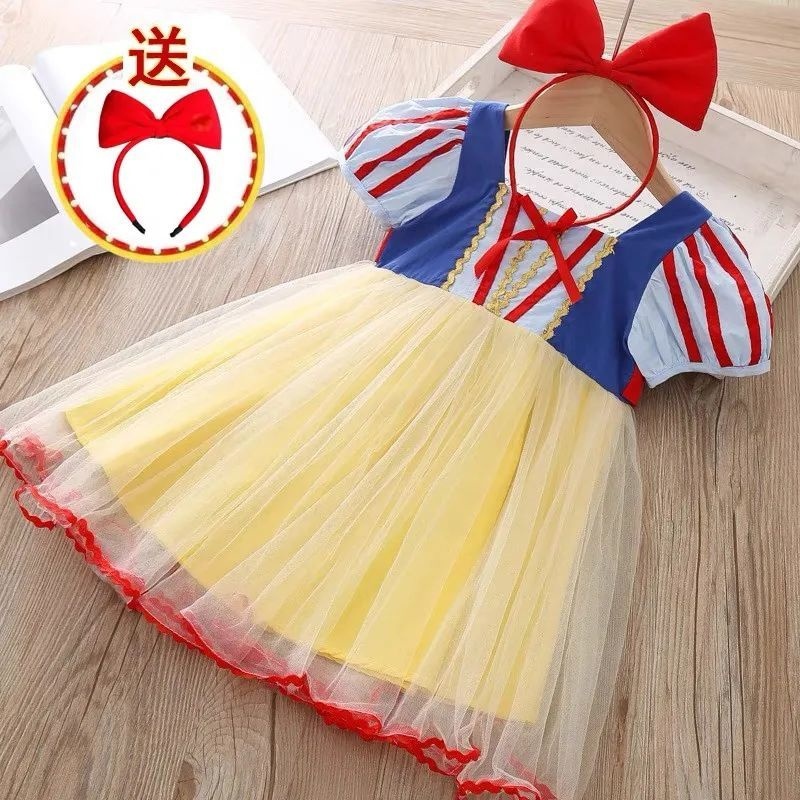 Cod dsfrteryewe đầm công chúa bạch tuyết thiết kế mới xinh xắn thời trang mùa hè dành cho bé gái