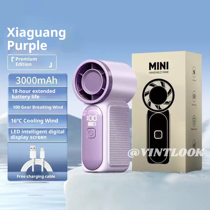 VINTLOOK Quạt cầm tay mini gọn nhẹ, tốc độ gió mạnh, pin sử dụng lâu tới 18 giờ, sạc USB, hoạt động êm ái cho ngoài trời