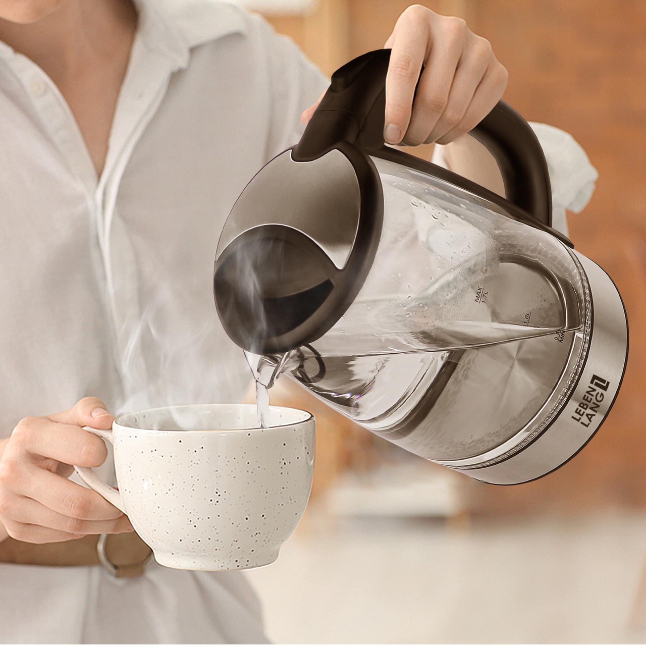 Ấm siêu tốc thủy tinh Lebenlang 1.7L