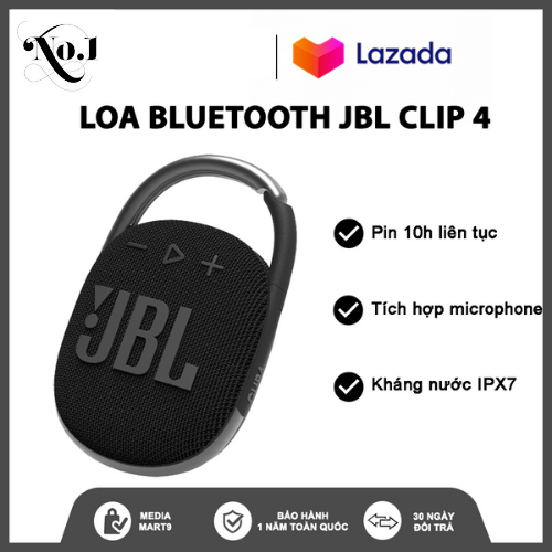 Loa Bluetooth JBL Clip 4 Kháng Nước và Bụi Chuẩn IP67 Âm Bass Mạnh Mẽ Chơi Nhạc 10 Giờ thumbnail