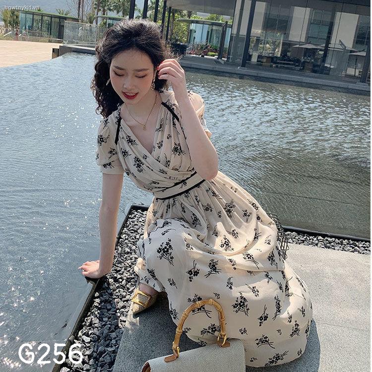 [HCM]Đầm xoè nữ voan lụa cổ tim dạo phố g256