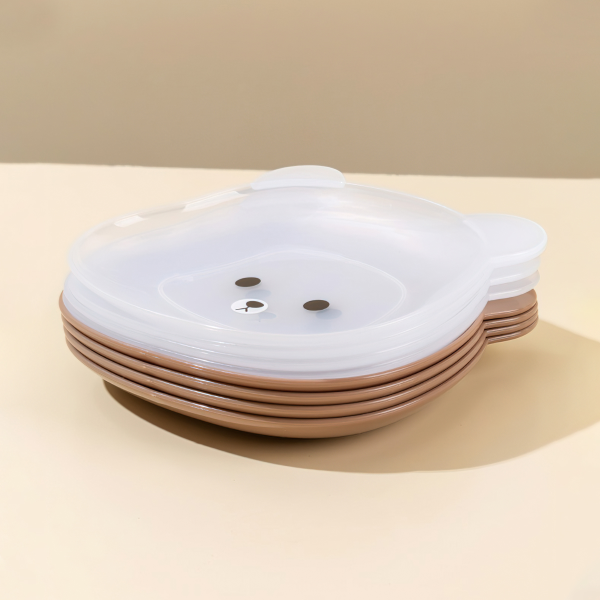 Đĩa nhựa hình gấu đựng thức ăn vặt tiện lợi, đĩa nhựa trang trí decor bàn ăn có khay đựng CINDYHOME Y