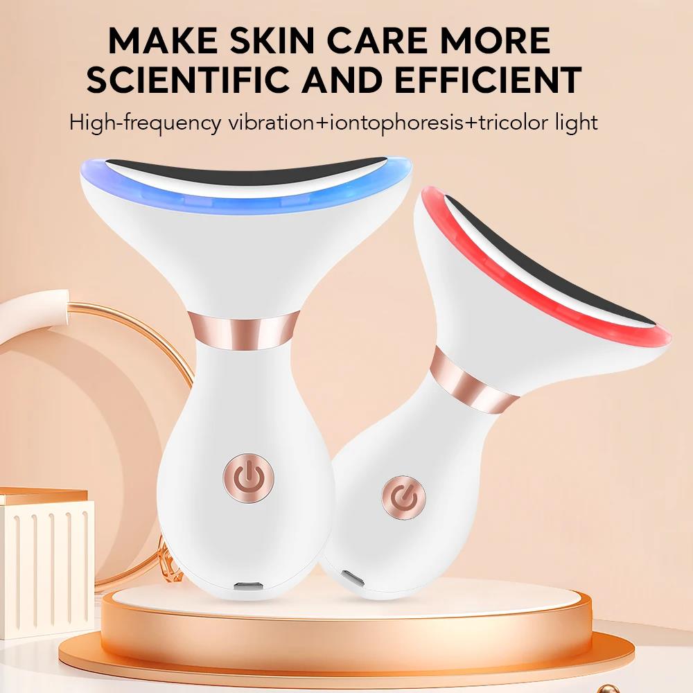 Neck Beauty Device EMS Heating Face Lifting Machine Double Chin Remover ...