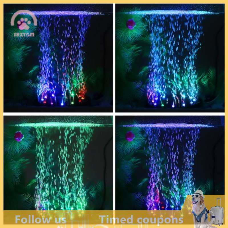 Đèn Led Bể Cá Dưới Nước đá bong bóng khí đầy màu sắc cho bể cá đèn tròn
