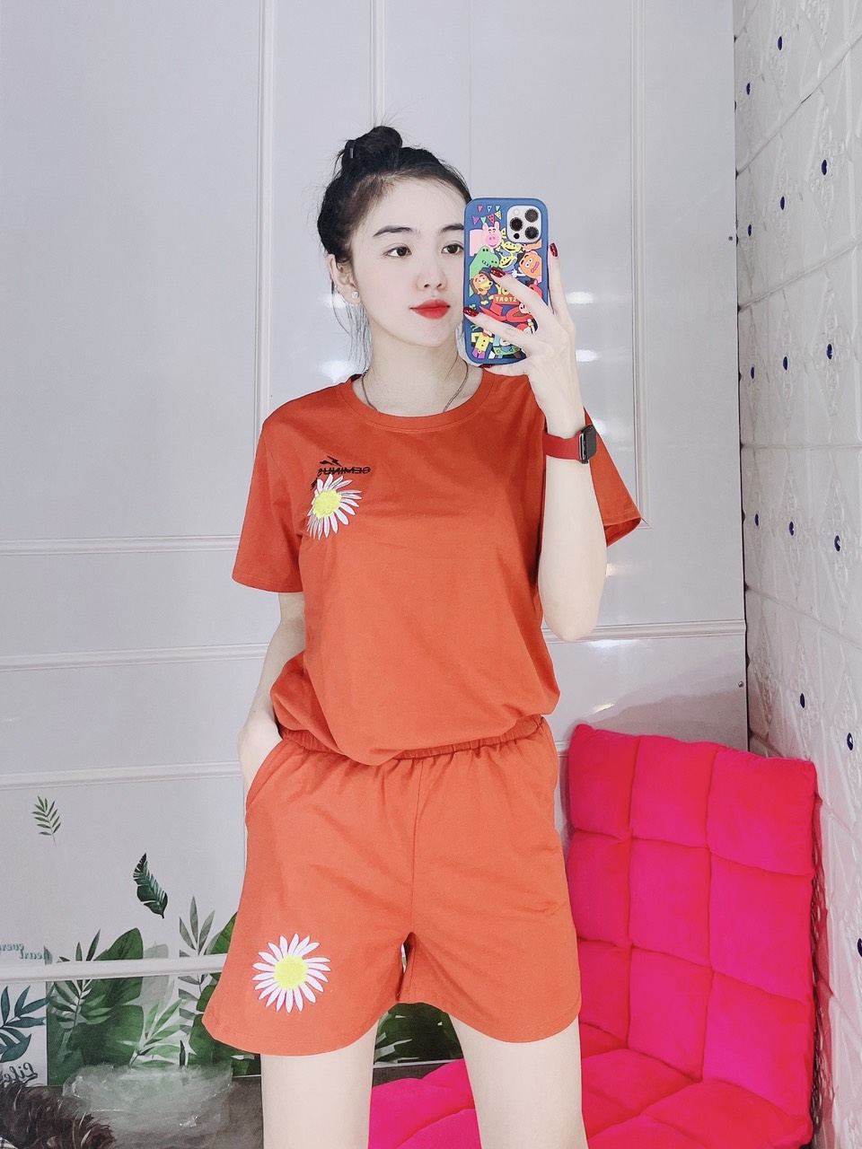 [KÈM ẢNH VIDEO THẬT + CÓ BIGSIZE TỚI 85KG] Set bộ thun đùi thêu chất liệu cotton