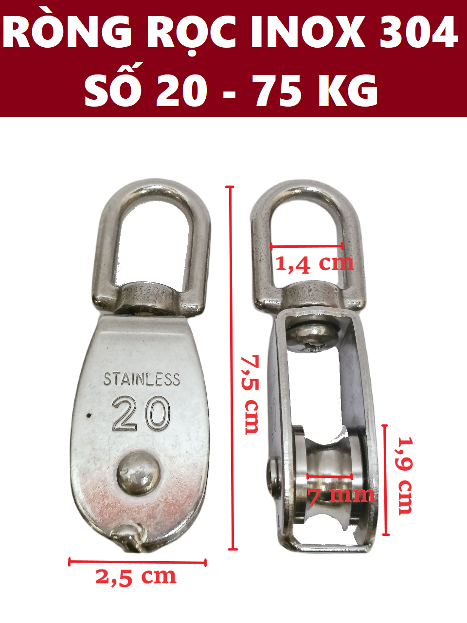 Ròng rọc inox 304 số 20
