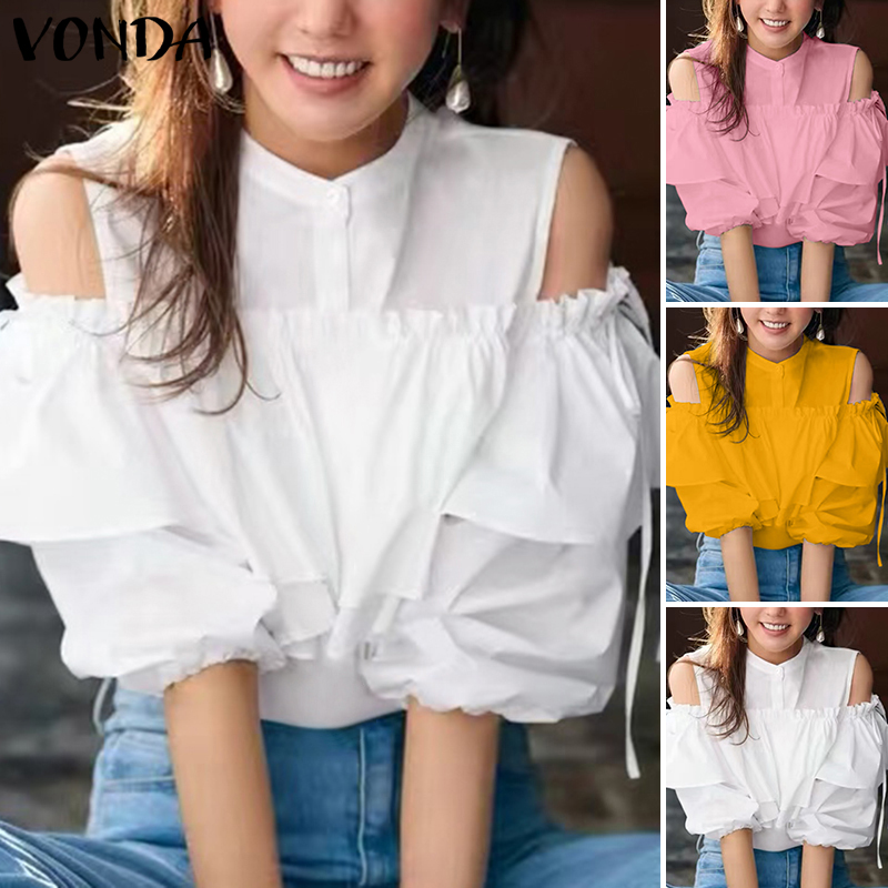 VONDA%20Women%20Korean%20Fashion%20Off%20Shoulder%20Long%20Sleeve%20Blouse%20(Korean%20Causal)%20-%20Image%204