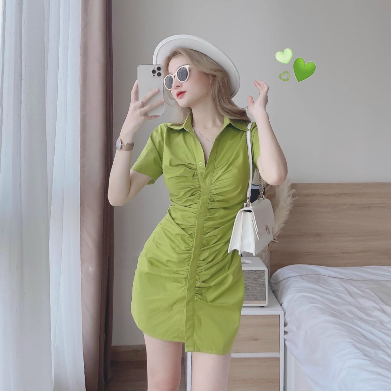 Đầm Đũi Cổ Sơ Mi Cài Nút