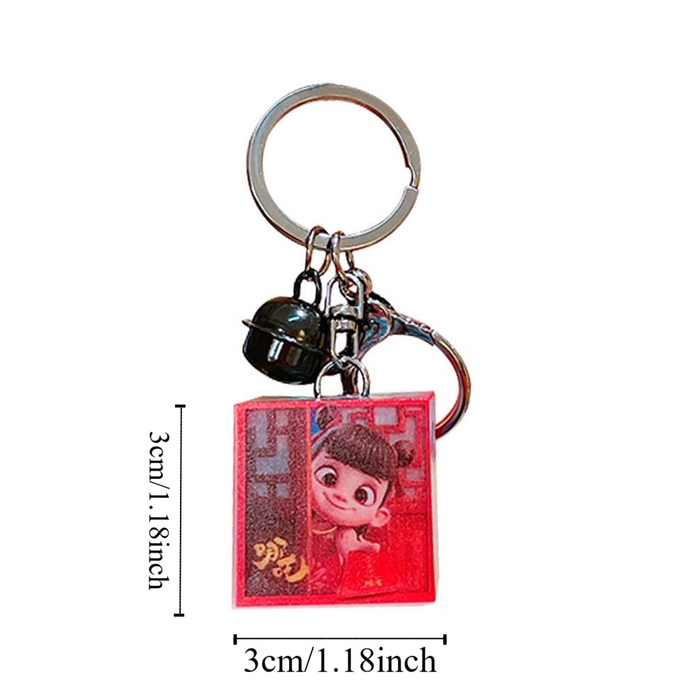 Mini Keyboard Key Ring Handmade Plastic Colorful Flashing Ne Zha Keychain With Sound Full ...