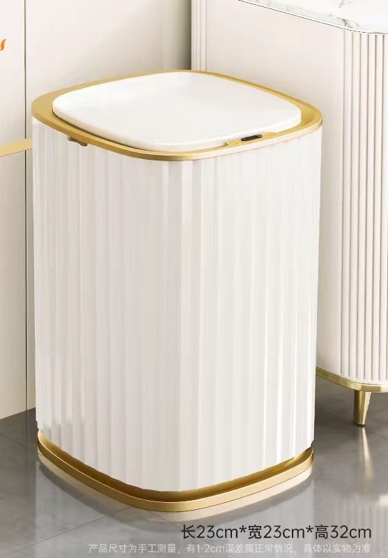 Elegant White & Gold Automatic Touchless Smart Sensor Waste bin 15L ...