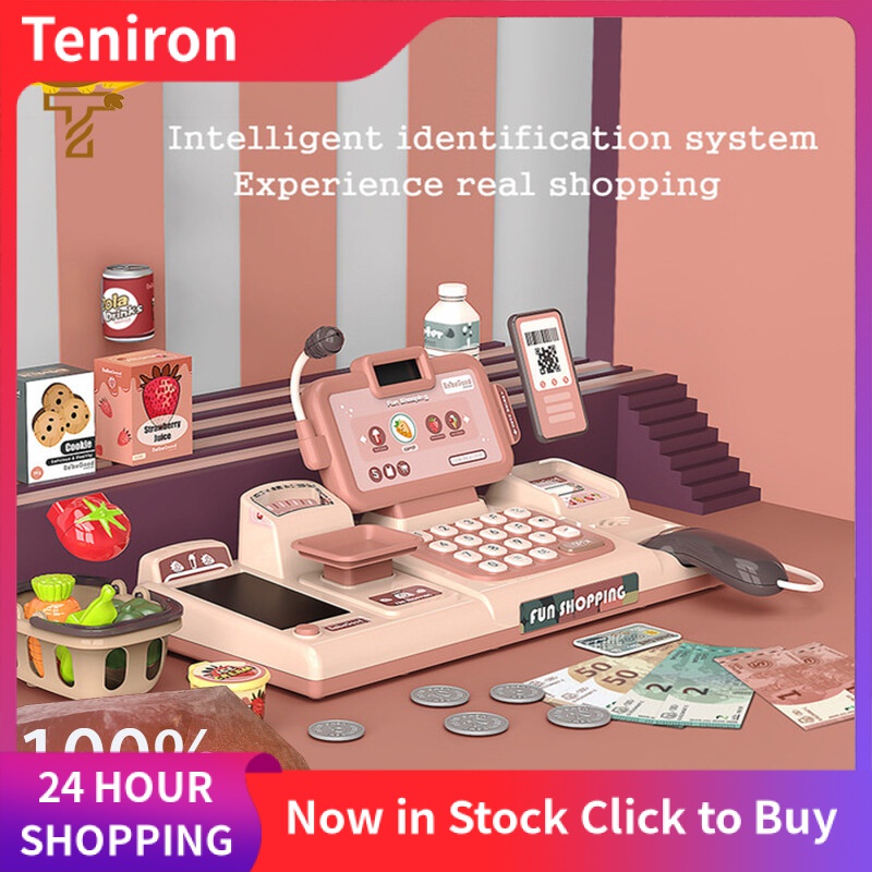 Voice Recognition Cash Register Toy Simulation Cash Register Shopping Toy Pretend Play Smart Cash Register Family Toys Simulation Supermarket Dining Table Luxury Cash Register Children's Combination Set