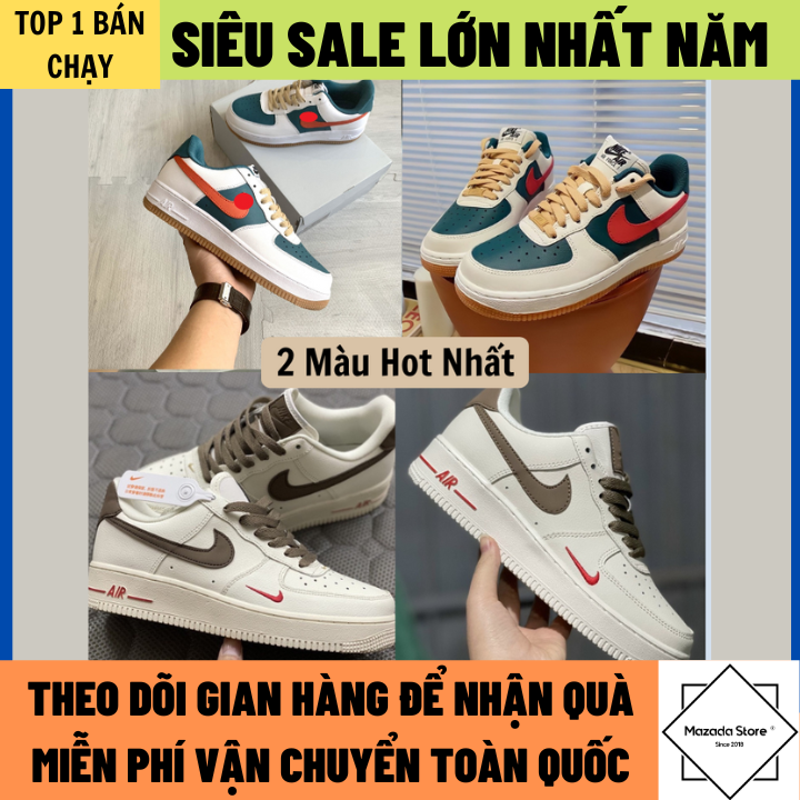Giày Sneaker Af1 Bản Mới 2 Màu Xanh Lá Và Trắng Nâu Cực Hot