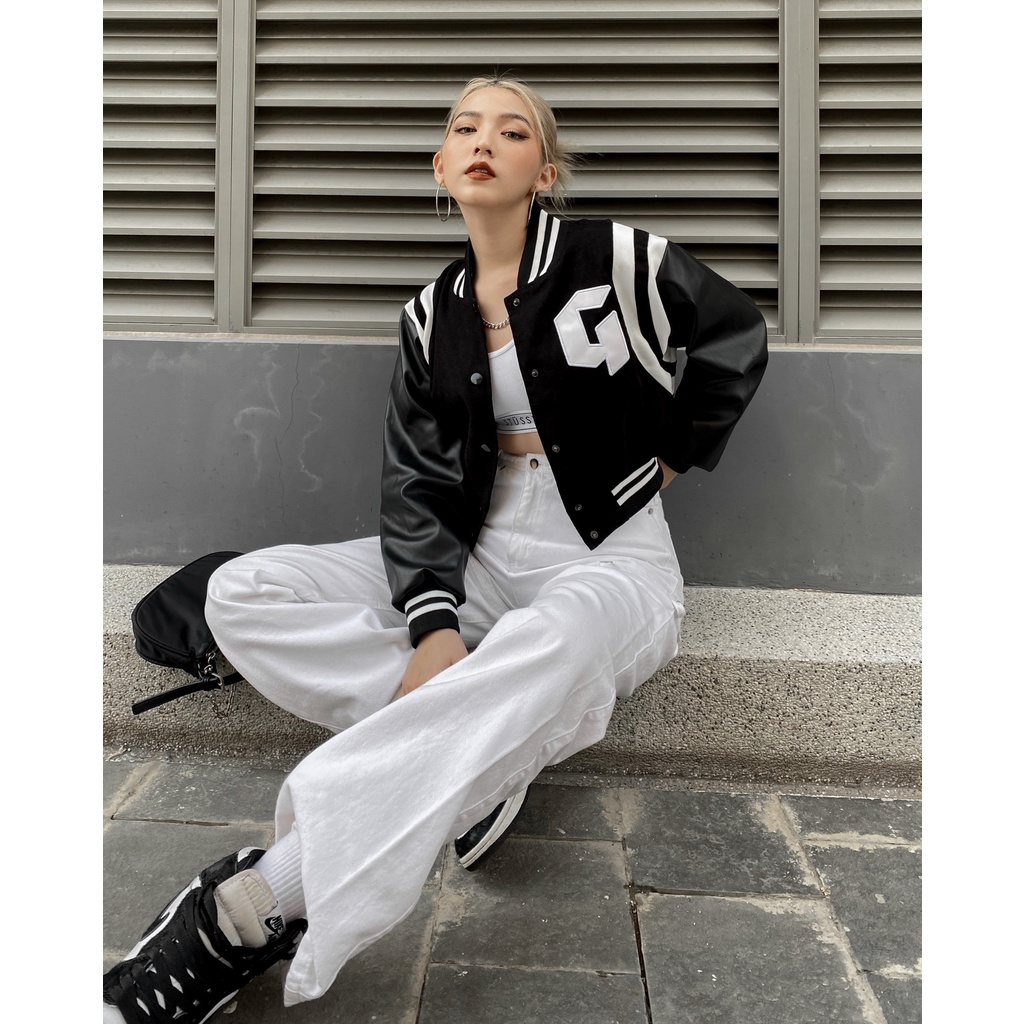 Áo Khoác Croptop Nữ Nhung Form - S1 - Màu Đen