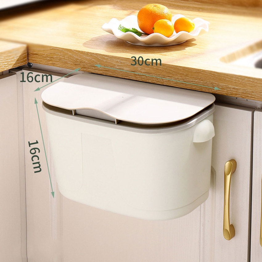 Hanging Trash Can For Kitchen Large Capacity Kitchen Recycling Garbage Basket Bathroom Wall Mounted Trash Bin With Lid