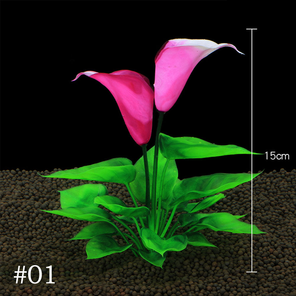 Hittime Simulated Water Grass Artificial Lotus Flower Aquarium Landscape Decoration Underwater Grass Ornament Plant Fish Tank Decoration