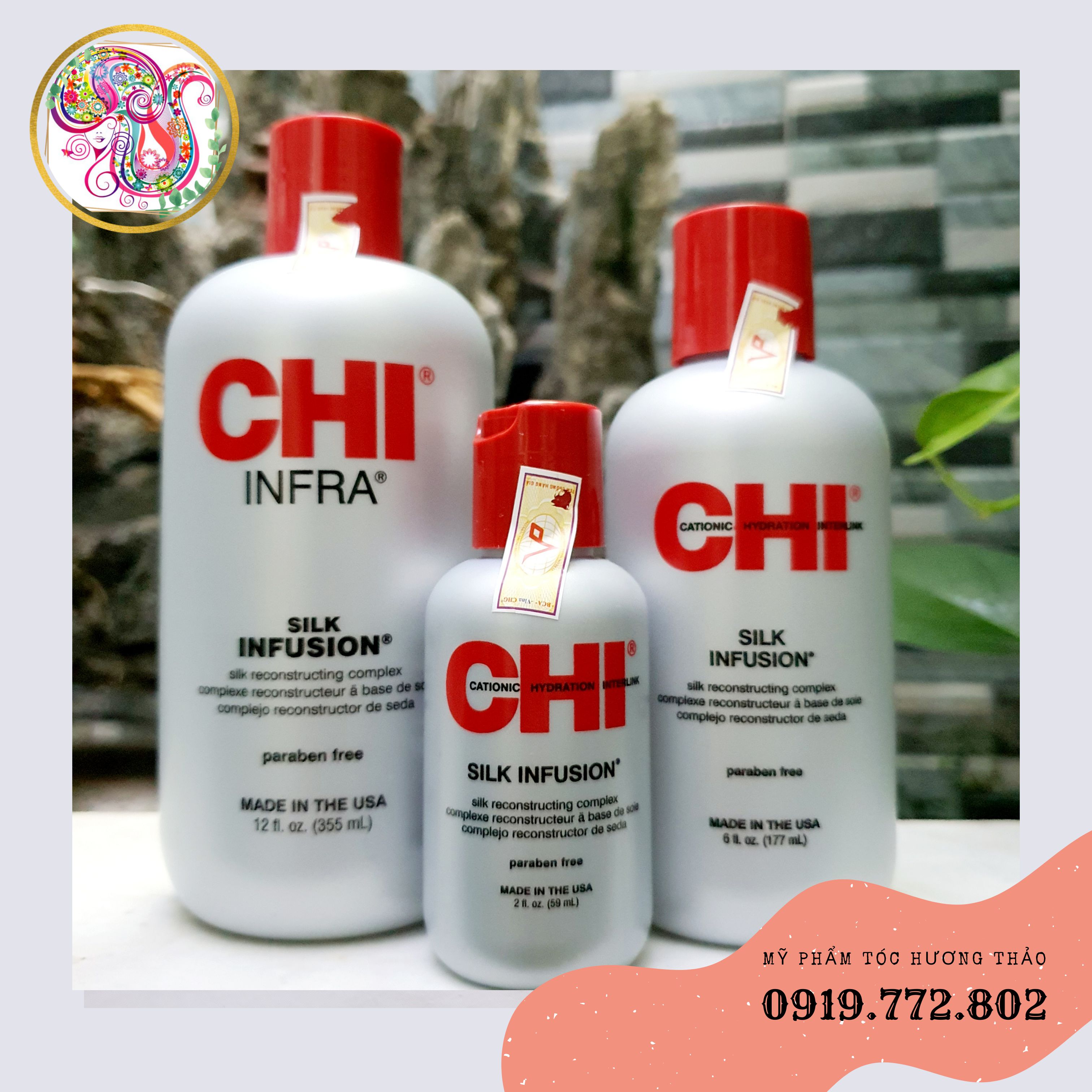 {USA} Tinh Dầu Dưỡng Tóc Bóng Mượt CHI SILK INFUSION RECONSTRUCTING COMPLEX (59ML/ 177ML/ 355ML)