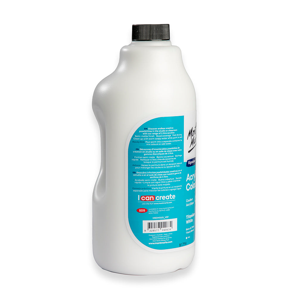 Mont Marte Acrylic Color Paint 1 litre-Titanium White.