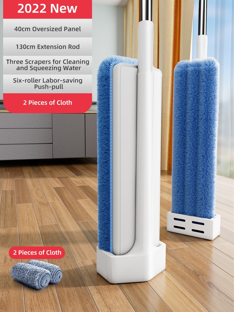 Joybos Microfiber Floor Mop 40Cm Spin Mop Oversized Flat Cleaning Tool Hand Wash Free Floor Cleaning Household Lazy Squeeze Mop