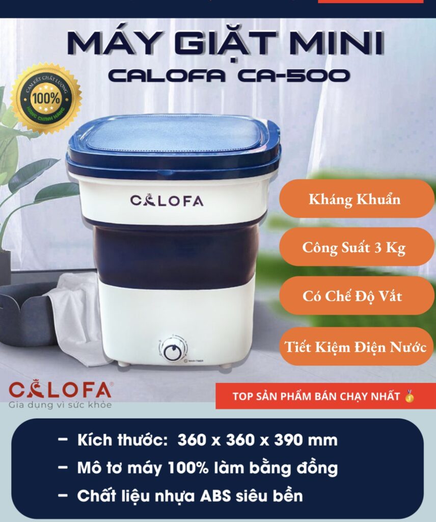 Máy Giặt Mini Tự Động 3 Kg Calofa CA-500 Tiện Dụng, Nhỏ Gọn, Tiết Kiệm Nước Cho Gia Đình Nhỏ...