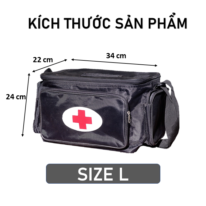Túi cứu thương, túi y tế màu đen đựng dụng cụ sơ cấp cứu theo tiêu chuẩn BYT