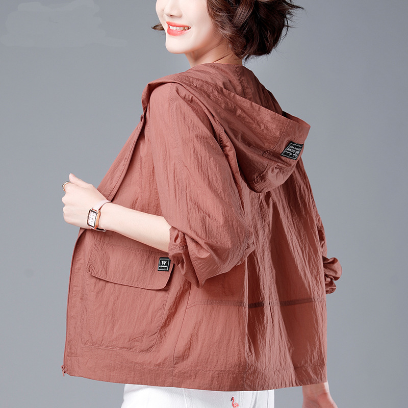 SBART New short coat mom wear versatile top plus size long sleeve sunscreen dress women