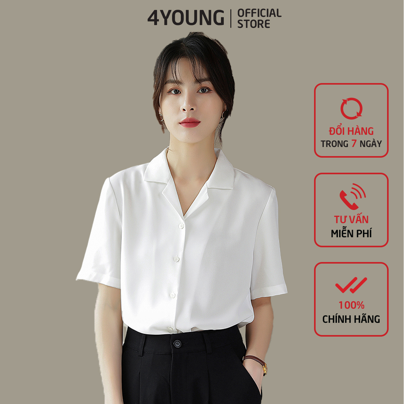 Áo sơ mi nữ tay ngắn đẹp form rộng cổ vest kiểu công sở Hàn Quốc SMLV51