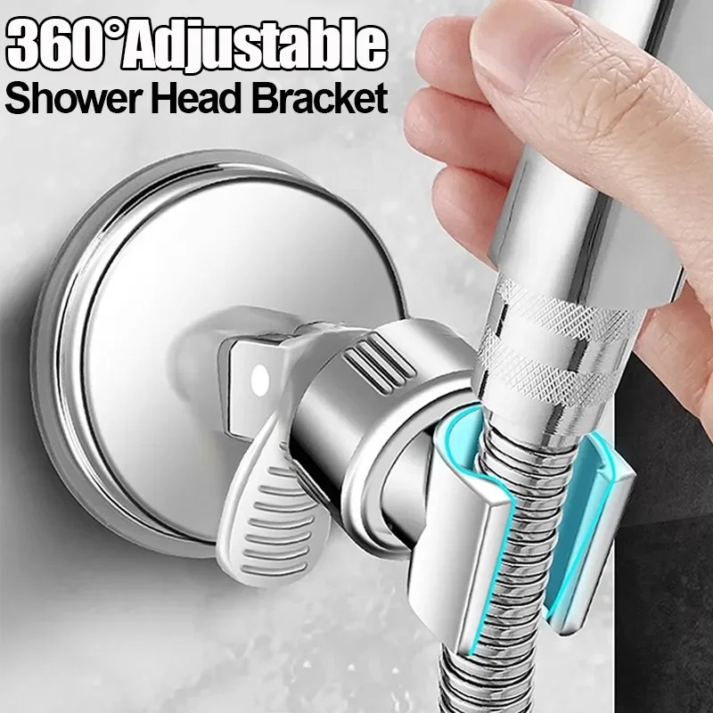 No Punching Adjustable Shower Head Bracket Bathroom Powerful Vacuum Suction Cup Shower Rack Bathroom Accessories