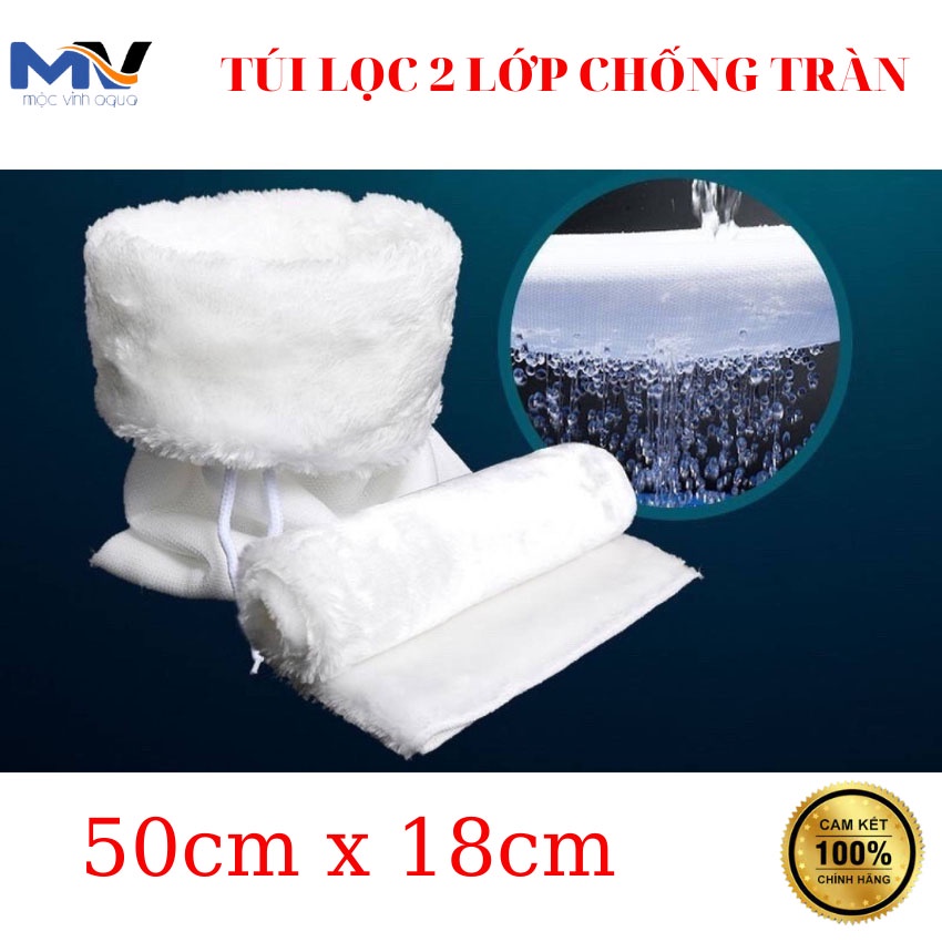 Túi lọc 2 lớp chống tràn cho hồ cá kích thước 50x18 cm