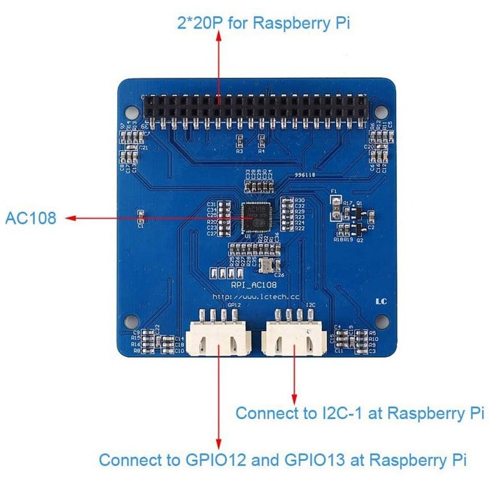 Bo Mạch Micro Trợ Lý Ảo Google Assistant Cho Raspberry Pi ReSpeaker 4 - Mics Pi HAT AC108