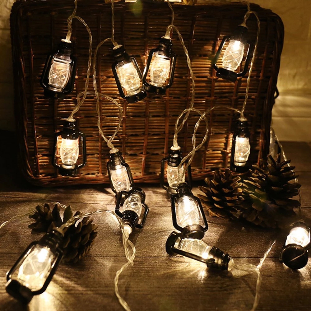 Dây Đèn Chai Dầu Hỏa 10LED Đèn Lồng LED Vòng Hoa Cổ Tích Dây Đèn Chạy Bằng Pin Trang Trí Trong Nhà Ngoài Trời Gia Đình