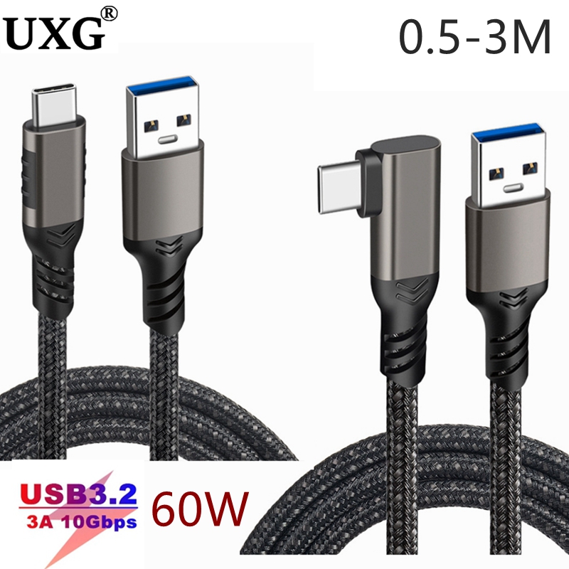 【Limited stock】 USB 3.2 Cable Elbow 10Gbps 2m 3m 5m For Oculus Quest2 VR Link Type A to USB C Date C