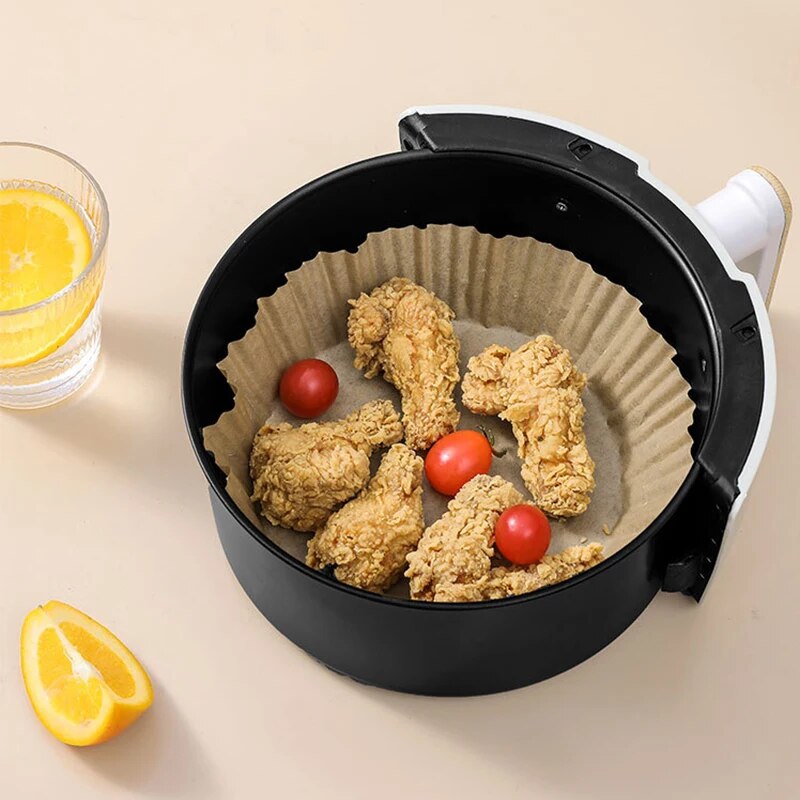 【The-Best】 50/100pc Oil Paper Holder For Air Fryers Disposable Baking Oil Absorbing Baking Tray Paper Food Grade Non Stick Kitchen.