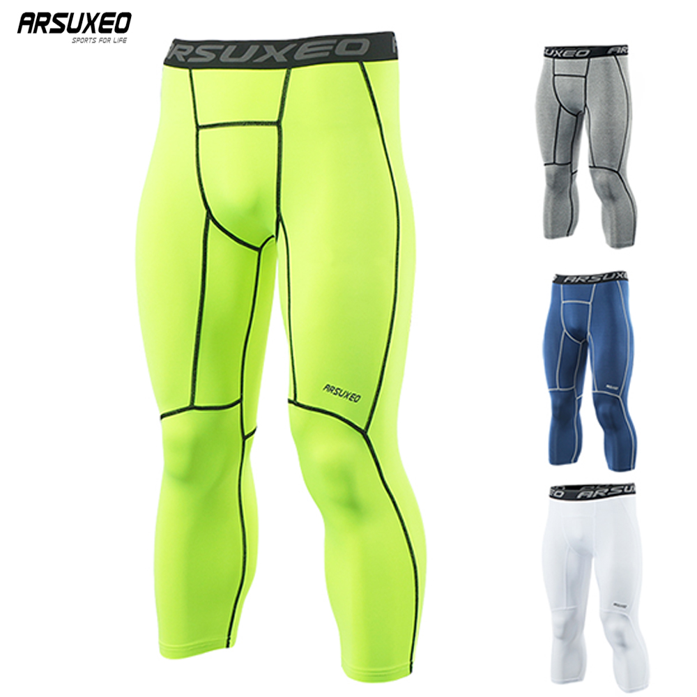 %E3%80%90Salt%20&%20Story%E3%80%91Arsuxeo%20Men's%20Sports%20Compression%20Tights%20Base%20Layer%20Running%20Tights%203/4%20Trousers%20Gym%20Fitness%20Active%20Training%20Exercise%20Pants%20K75%20-%20Image%203