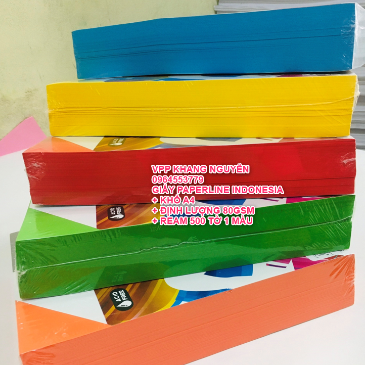 [HCM] GIẤY PAPERLINE MÀU KHỔ A4- DÀY 80GSM (REAM 500 TỜ)