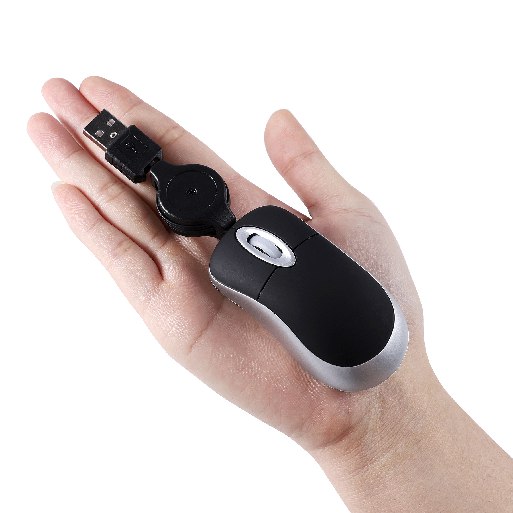 Lovely Mini Wired Bluetooth RGB Mouse Retractable USB Cable Ergonomic ...