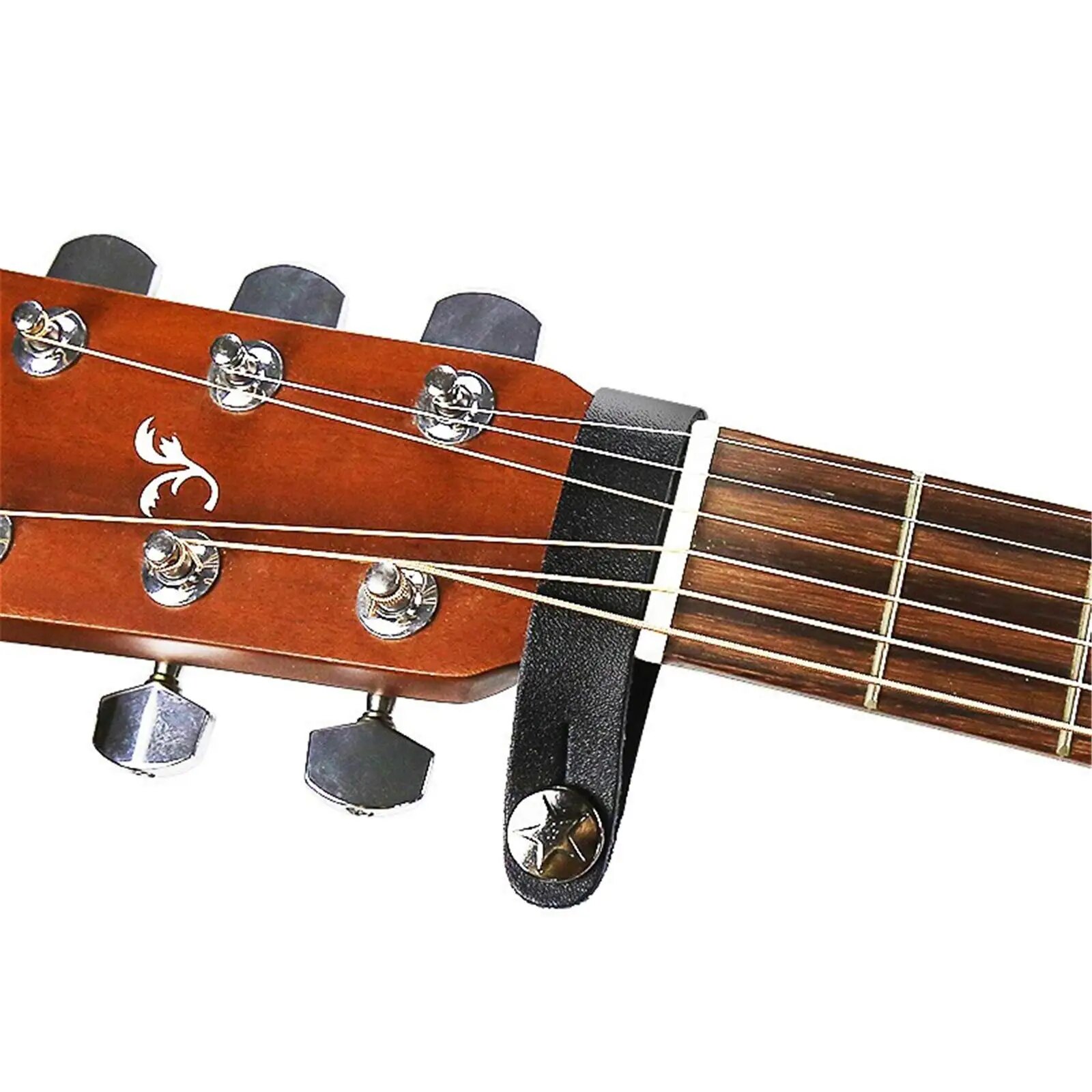 Miwaye Guitar Strap String, Black Leather Guitar Neck Strap Button, Acoustic Guitar Headstock Strap Tie, Strap Lock