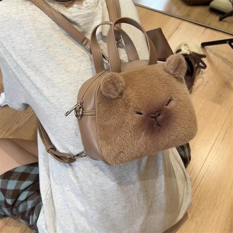 C&K Niche design cute Capibala backpack plush handbag