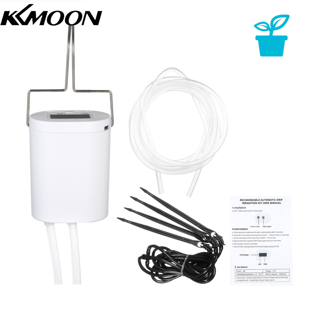 Automated Watering Device Smart Water Controller Automatically Watering System Drip Irrigation Kit for 4 Potted Plants with 2000mAh Rechargeable Bat-tery