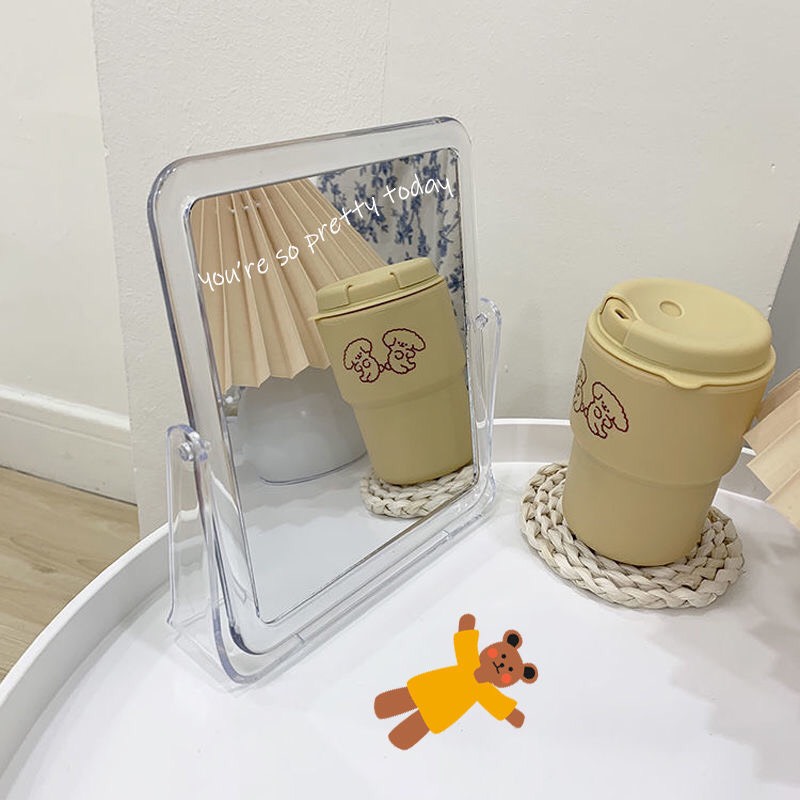 Gương hai mặt để bàn { tặng bút viết }