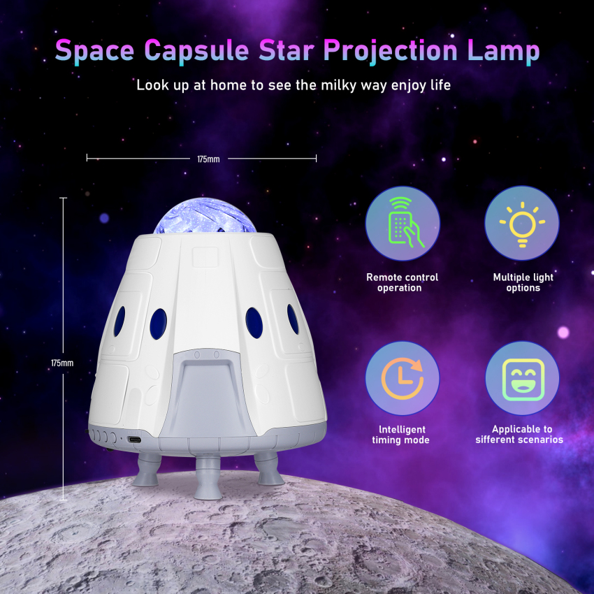 Star Projector Light Projector, Space Capsule Star Night Light For Kids, Bluetooth Speaker & Music Sync With 8 Light Modes, A Magic Starry Light For Bedroom, Party