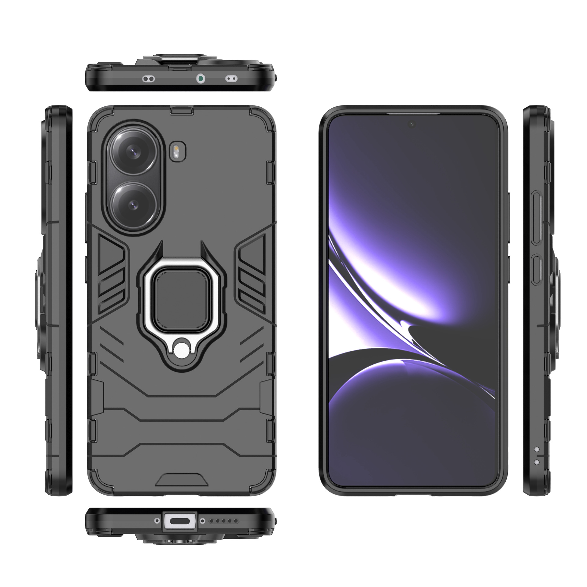 Xiaomi Poco X7 Shockproof Phone Case with Ring Holder.