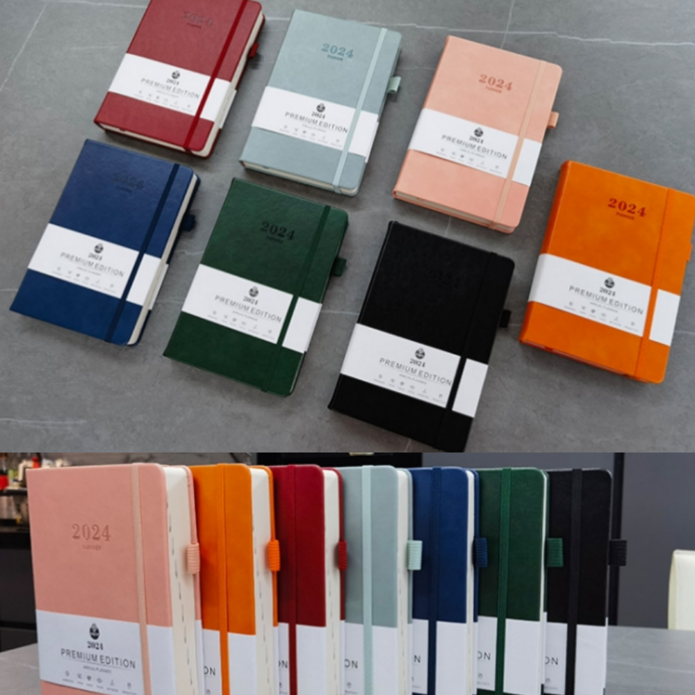 2024 English Yearly Calendar 365 Days Efficiency Study Planner Schedule Study Daily Office Planner A5 Planner Notebook