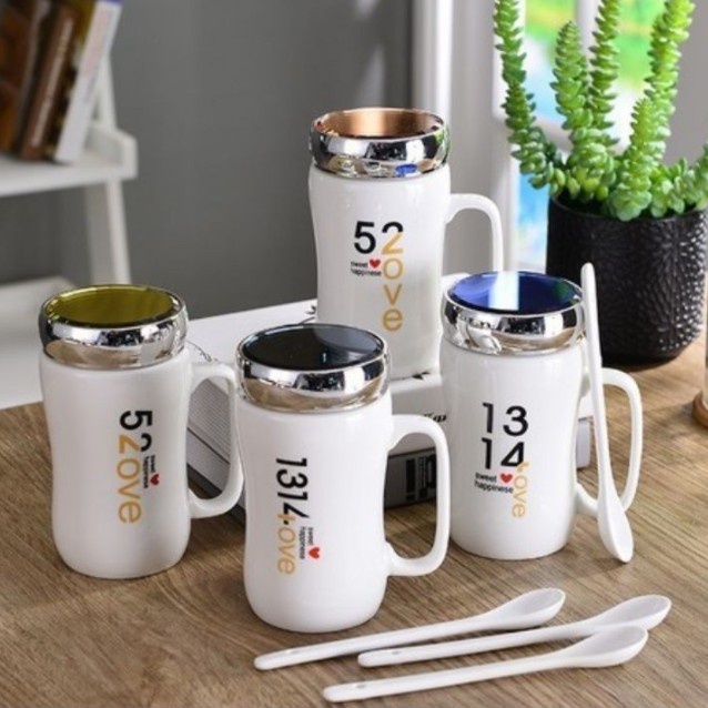 Cốc sứ nắp gương có quai nhiều hình