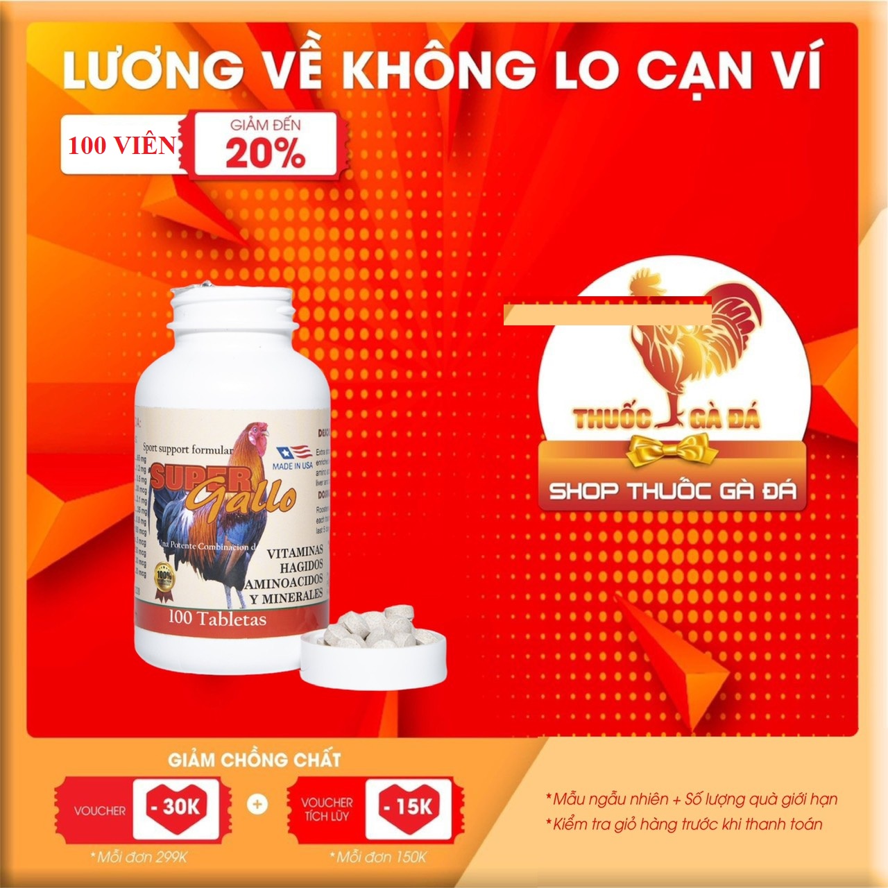 SUPER GALLO (mạnh gấp đôi GALLOMIN) -  nuôi gà chế độ thi đấu gà đá