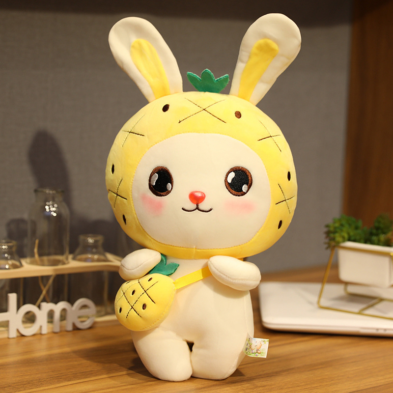 Gấu bông thỏ trái cây đeo túi dễ thương cho bé (40cm) hàng cao cấp loại 1, chất vải miniso mềm mịn, an toàn